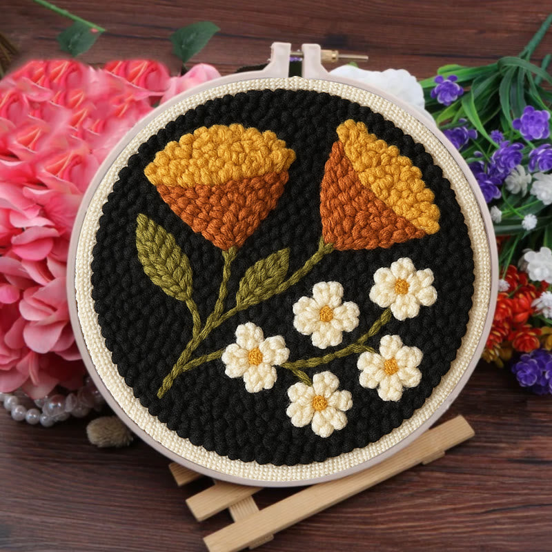 Autumn Flowers Punch Needle Kit - Diy Needle Craft | Nice Room Decor - image 8