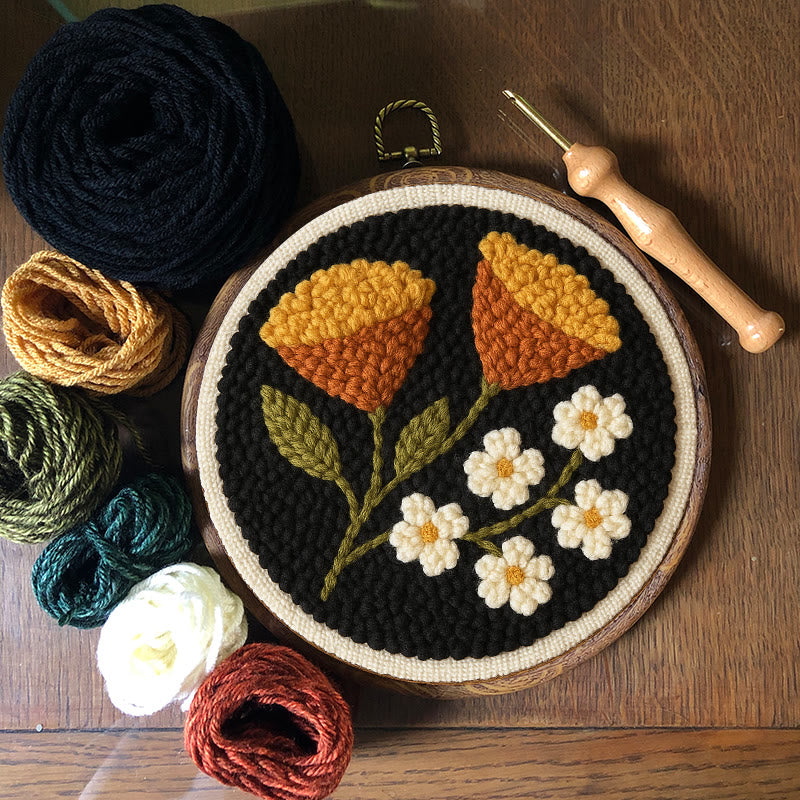 Autumn Flowers Punch Needle Kit - Diy Needle Craft | Nice Room Decor - image 7
