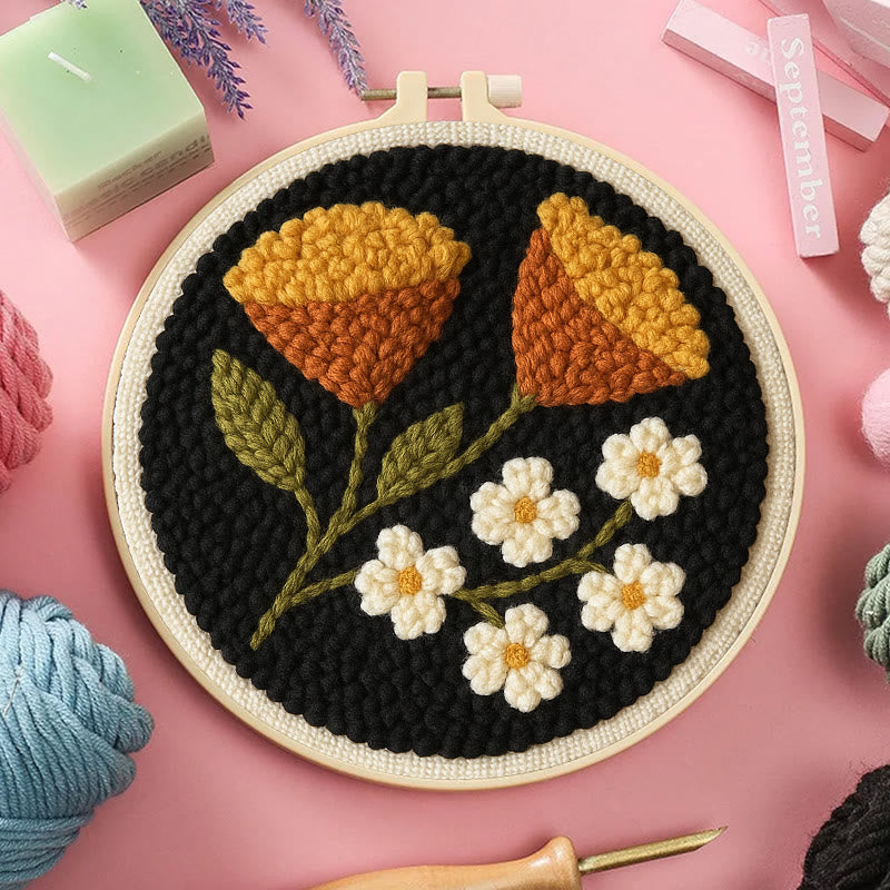 Autumn Flowers Punch Needle Kit - Diy Needle Craft | Nice Room Decor - image 6