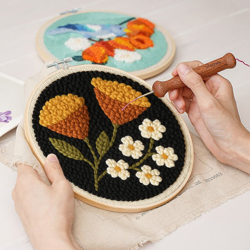 Autumn Flowers Punch Needle Kit - Diy Needle Craft | Nice Room Decor - image 2