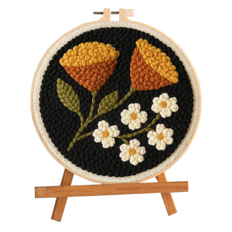 Autumn Flowers Punch Needle Kit - Diy Needle Craft | Nice Room Decor - image 1