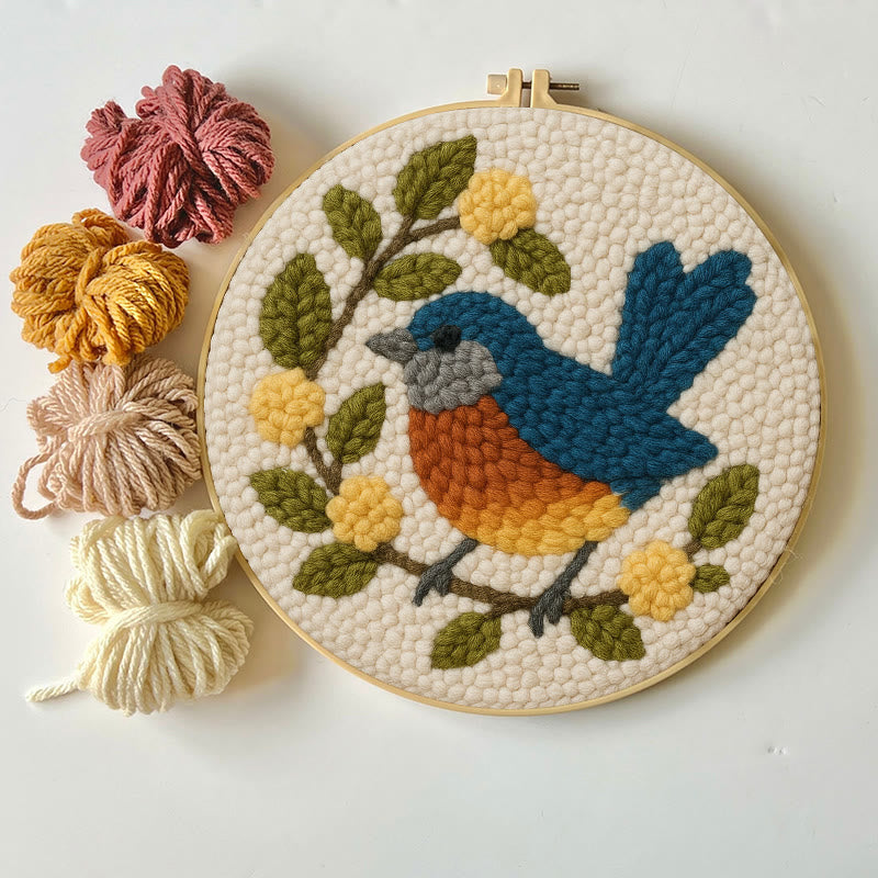  Happy Blue Bird Punch Needle Kit - Beginner Needle Set | Handmade Art Craft - image 4