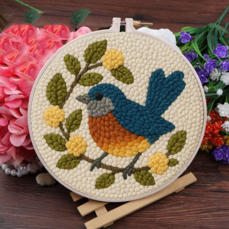  Happy Blue Bird Punch Needle Kit - Beginner Needle Set | Handmade Art Craft - image 7