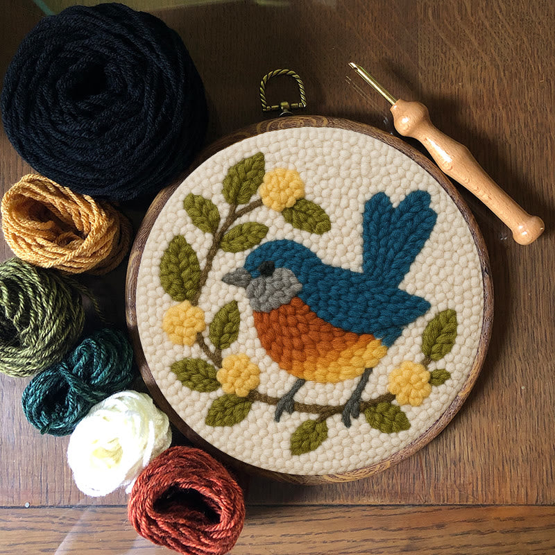  Happy Blue Bird Punch Needle Kit - Beginner Needle Set | Handmade Art Craft - image 8