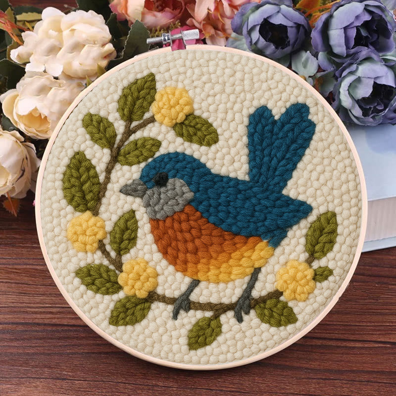  Happy Blue Bird Punch Needle Kit - Beginner Needle Set | Handmade Art Craft - image 9