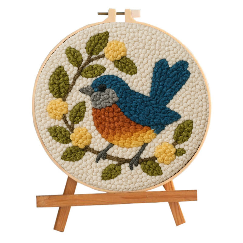  Happy Blue Bird Punch Needle Kit - Beginner Needle Set | Handmade Art Craft - image 1