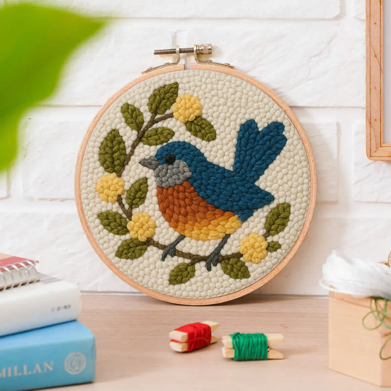  Happy Blue Bird Punch Needle Kit - Beginner Needle Set | Handmade Art Craft - image 3