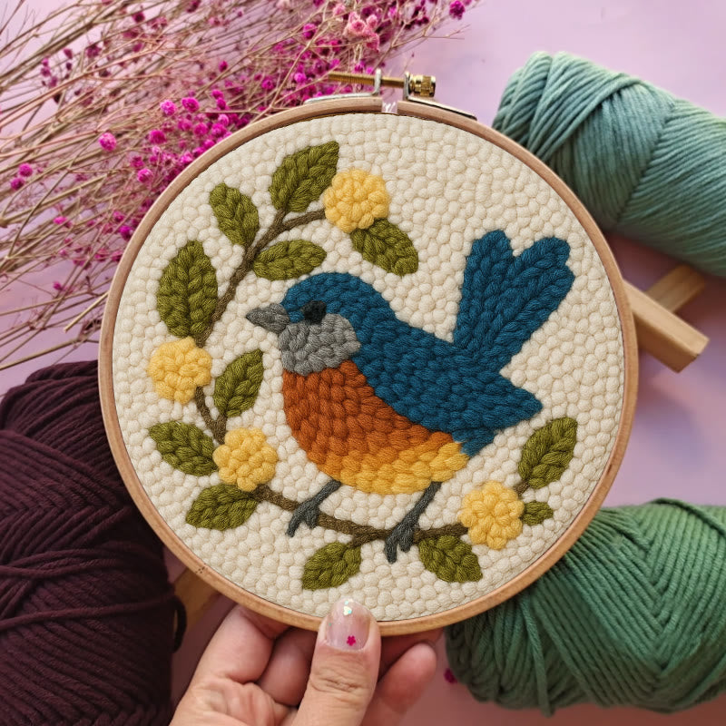  Happy Blue Bird Punch Needle Kit - Beginner Needle Set | Handmade Art Craft - image 5