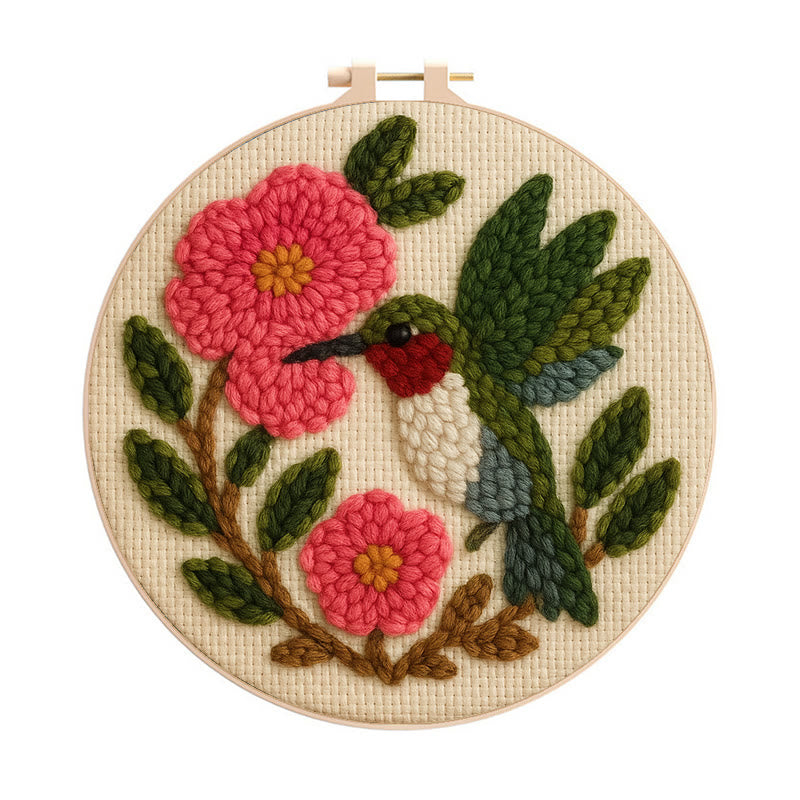 Charming Flower And Bird Punch Needle Kit - Creative Home Ornament | Perfect For Beginners - Charming Flower And Bird Punch Needle Kit - image 0