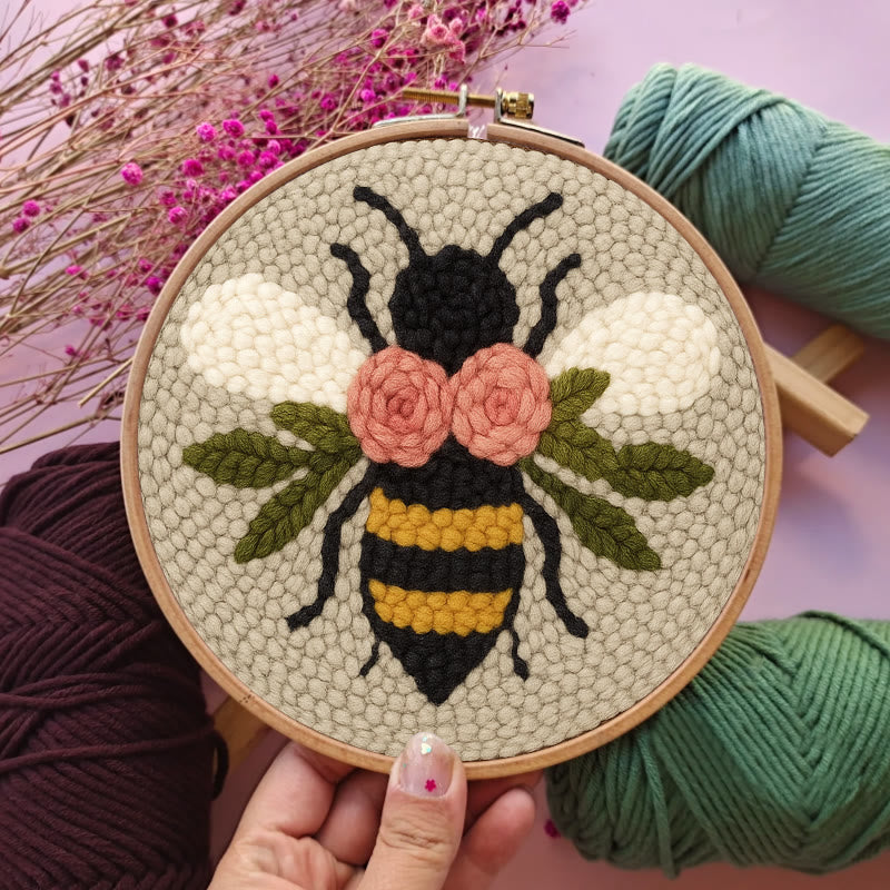  Floral Bee Punch Needle Kit - Adorable Animal Artwork | Handmade Gift For Friends - image 9