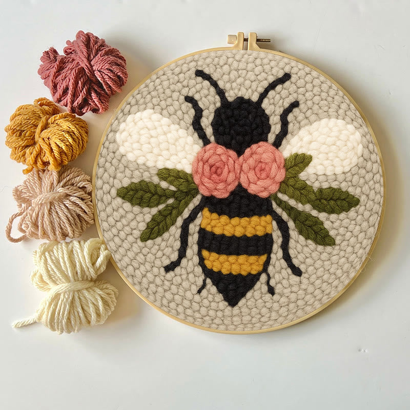  Floral Bee Punch Needle Kit - Adorable Animal Artwork | Handmade Gift For Friends - image 4