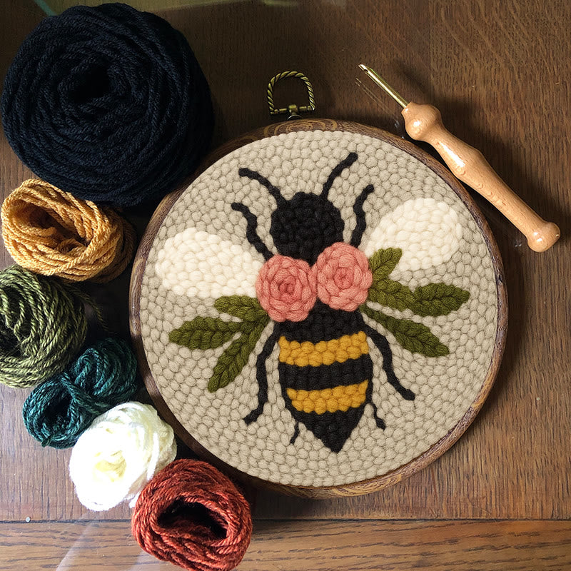  Floral Bee Punch Needle Kit - Adorable Animal Artwork | Handmade Gift For Friends - image 6