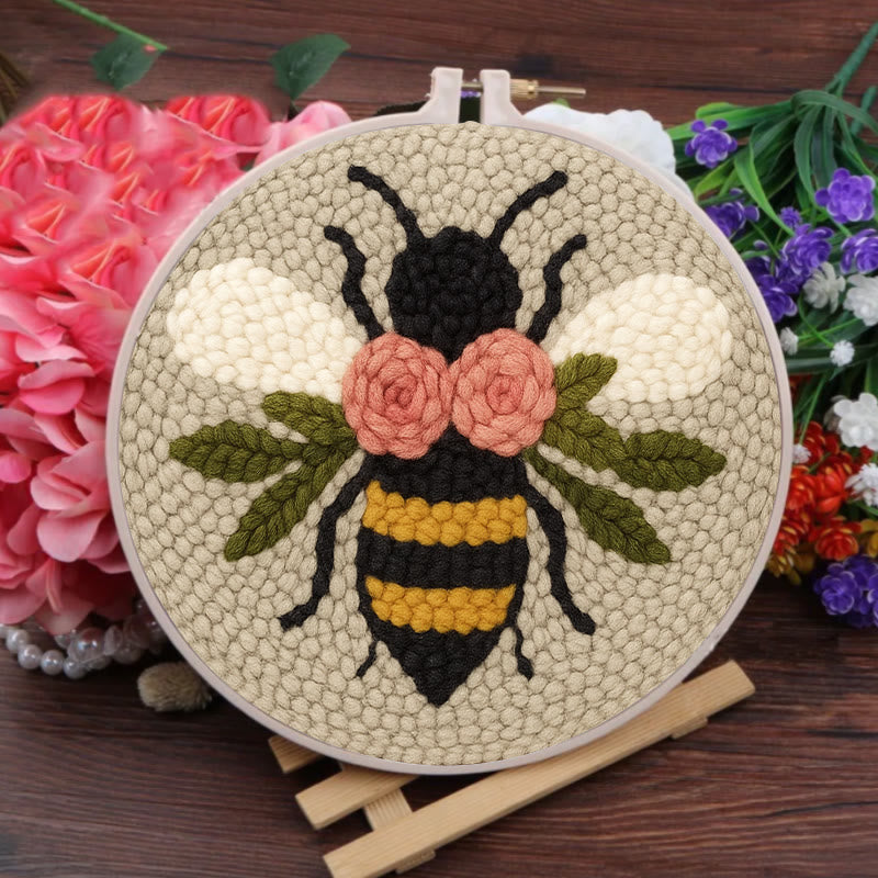  Floral Bee Punch Needle Kit - Adorable Animal Artwork | Handmade Gift For Friends - image 7