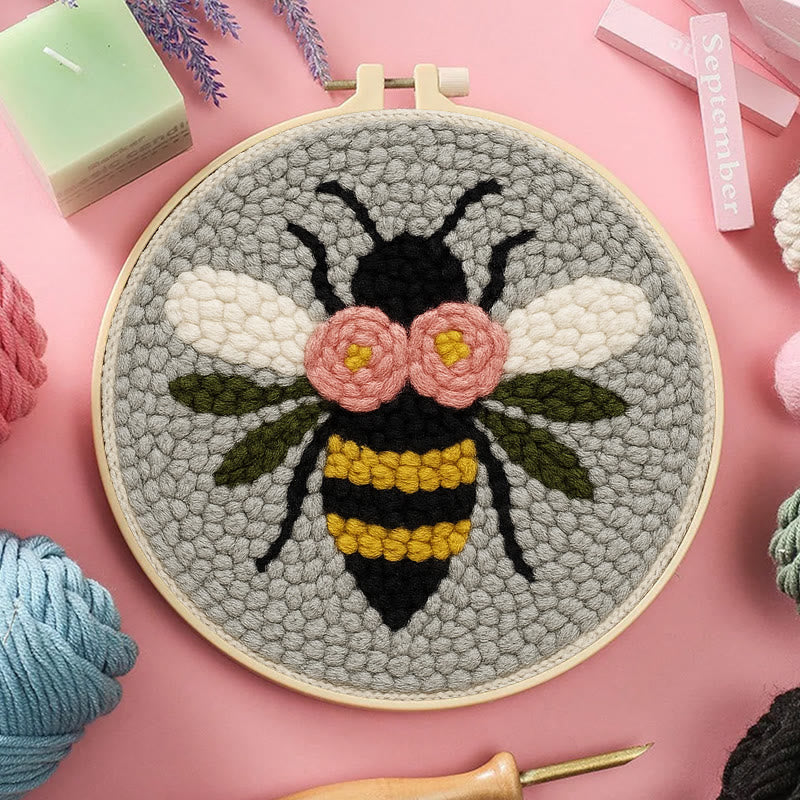 Bee With Flowers Punch Needle Kit - Diy Needle Set | Wall Ornament Gifts - image 8