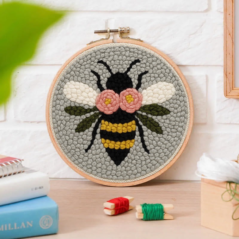 Bee With Flowers Punch Needle Kit - Diy Needle Set | Wall Ornament Gifts - image 4
