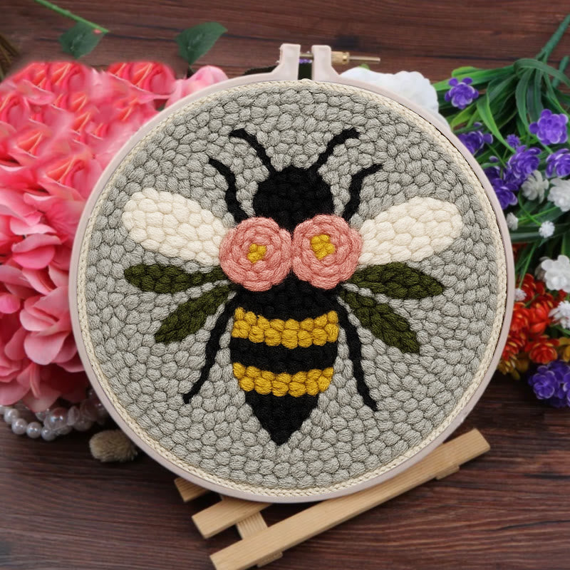Bee With Flowers Punch Needle Kit - Diy Needle Set | Wall Ornament Gifts - image 5
