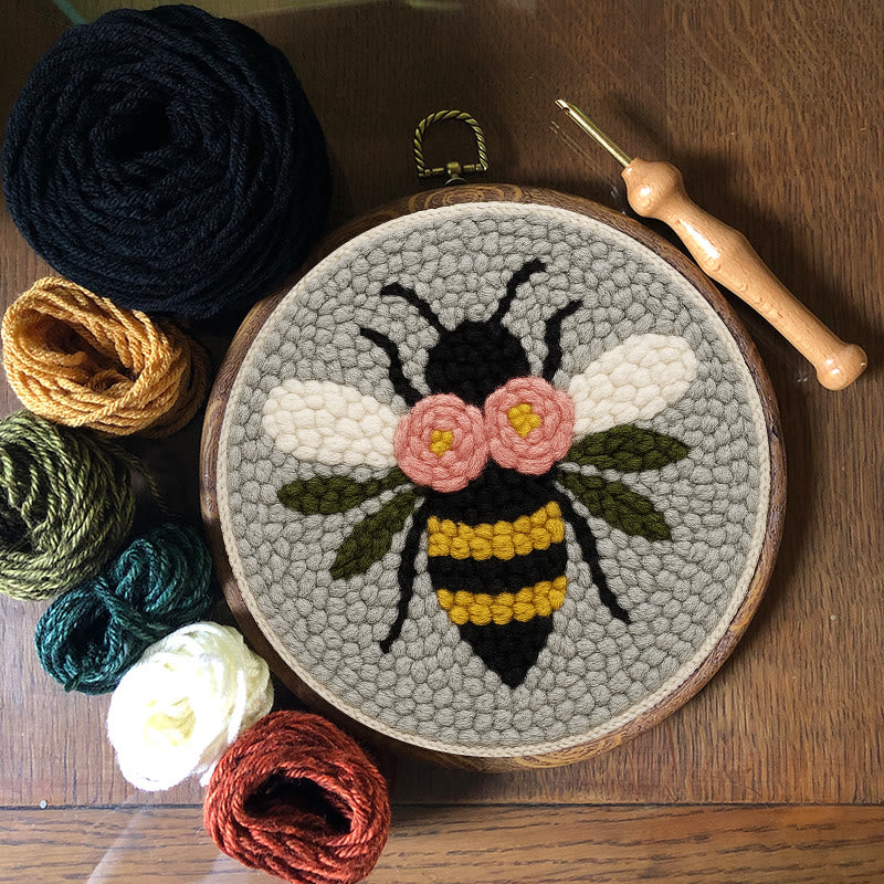 Bee With Flowers Punch Needle Kit - Diy Needle Set | Wall Ornament Gifts - image 7