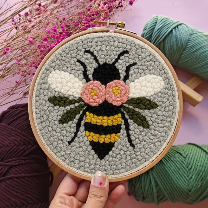 Bee With Flowers Punch Needle Kit - Diy Needle Set | Wall Ornament Gifts - image 6