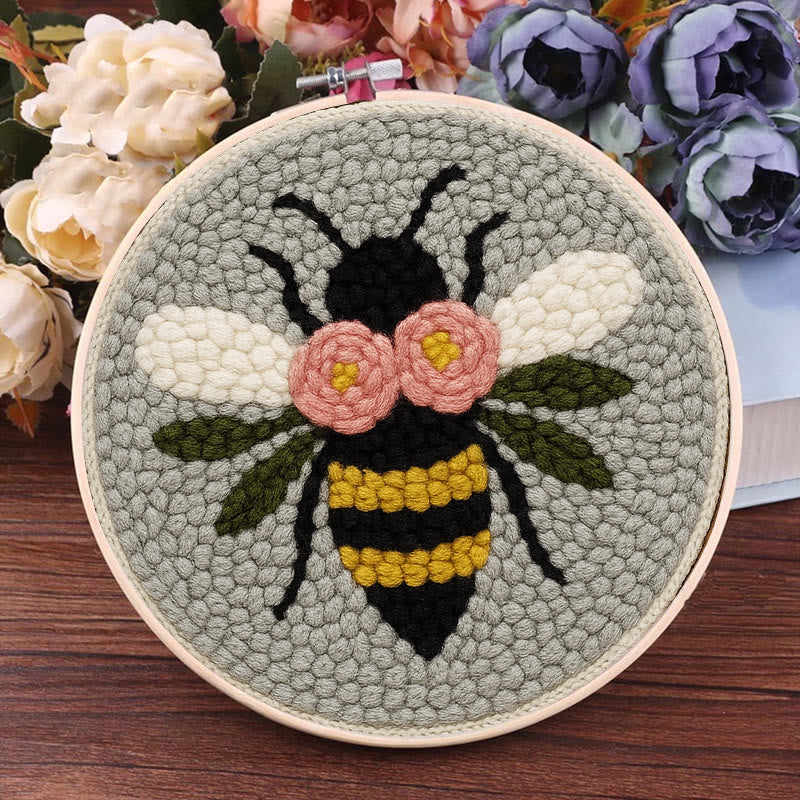 Bee With Flowers Punch Needle Kit - Diy Needle Set | Wall Ornament Gifts - image 9
