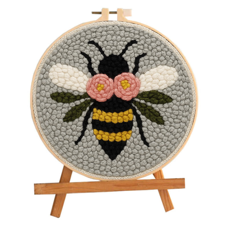 Bee With Flowers Punch Needle Kit - Diy Needle Set | Wall Ornament Gifts - image 1