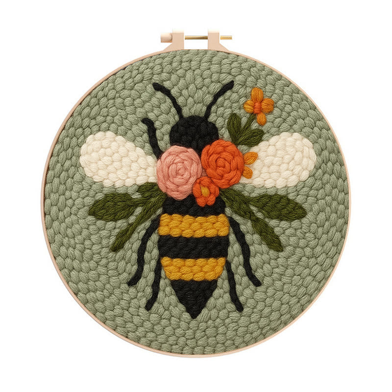 Blooming Bee Punch Needle Kit - Unique Desk Decor | Gift For Diy Lovers - Blooming Bee Punch Needle Kit - image 0