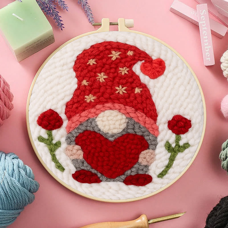 Romantic Gnome Punch Needle Kit - Diy Tufted Craft | Unique Handicraft For Lovers - image 6