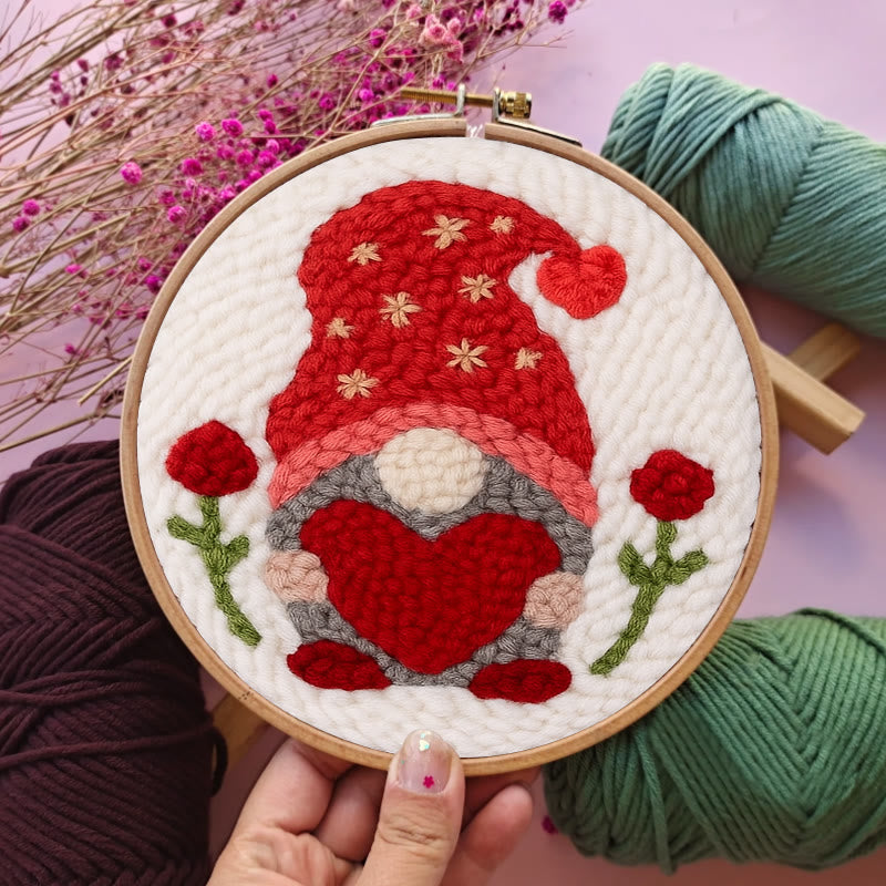 Romantic Gnome Punch Needle Kit - Diy Tufted Craft | Unique Handicraft For Lovers - image 3