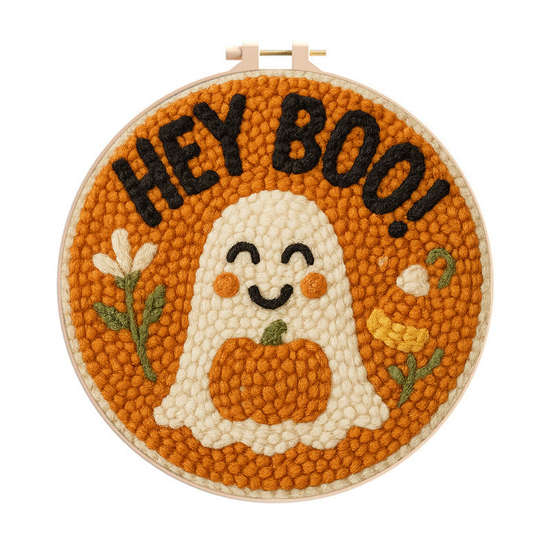  Adorable Ghost Punch Needle Kit - Special Holiday Decoration  | Halloween Art Work  - Adorable Ghost Punch Needle Kit - image 0