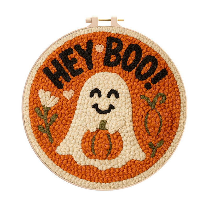 Pumpkin Ghost Punch Needle Kit - Diy Lovely Needlework | Great Halloween Decorations - Pumpkin Ghost Punch Needle Kit - image 0