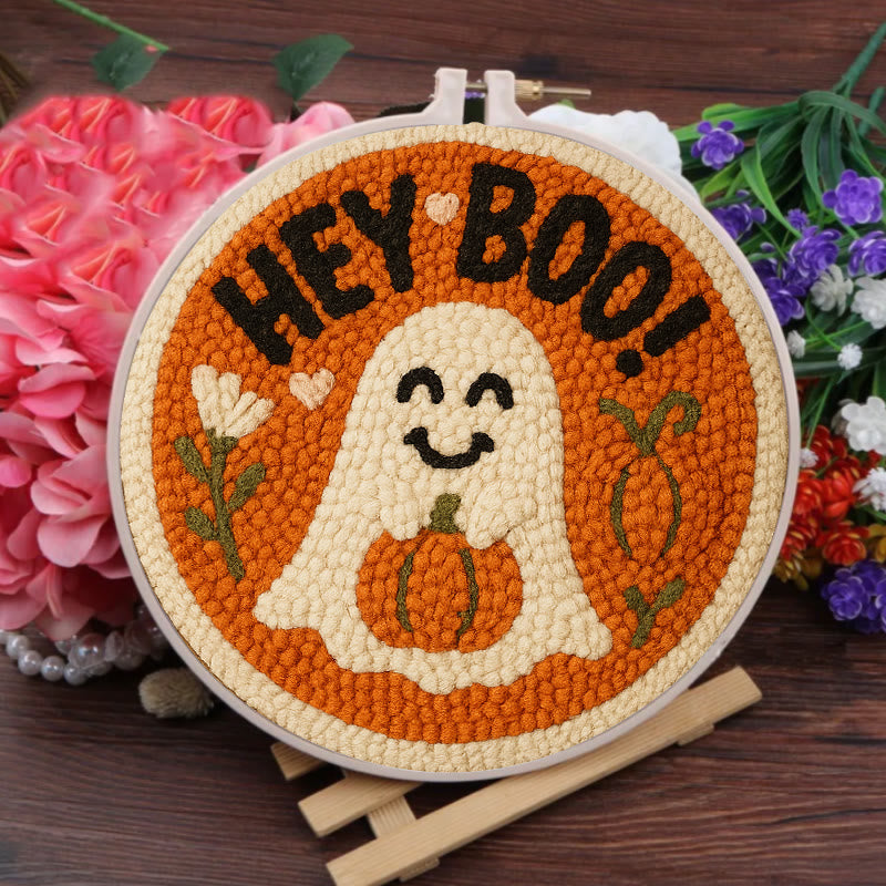 Pumpkin Ghost Punch Needle Kit - Diy Lovely Needlework | Great Halloween Decorations - image 7