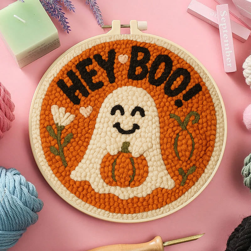 Pumpkin Ghost Punch Needle Kit - Diy Lovely Needlework | Great Halloween Decorations - image 6