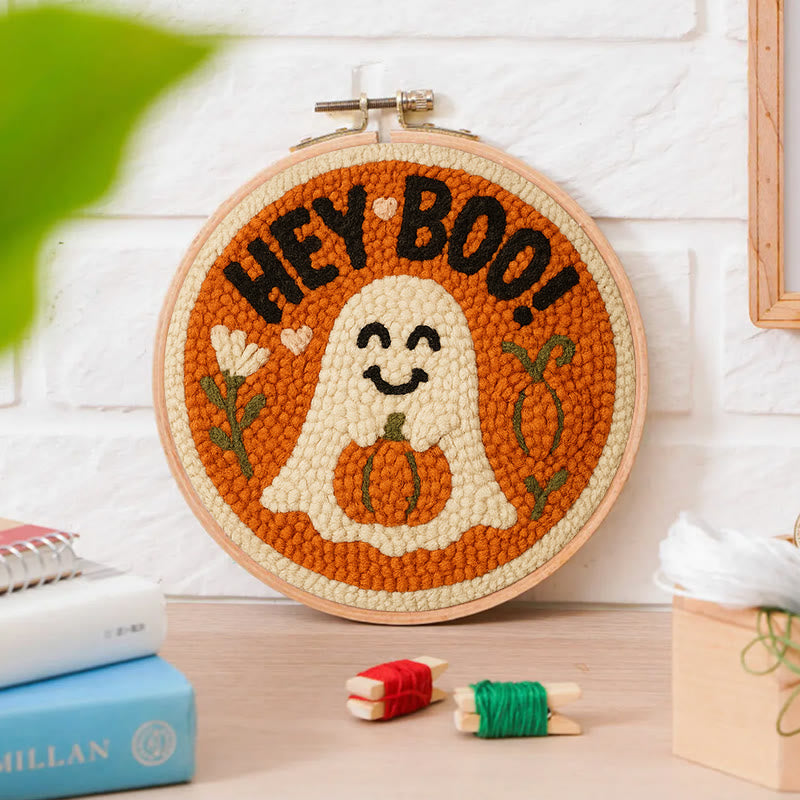 Pumpkin Ghost Punch Needle Kit - Diy Lovely Needlework | Great Halloween Decorations - image 4