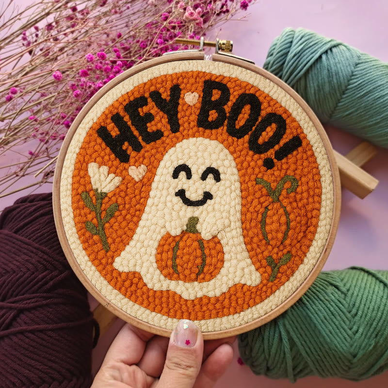 Pumpkin Ghost Punch Needle Kit - Diy Lovely Needlework | Great Halloween Decorations - image 5