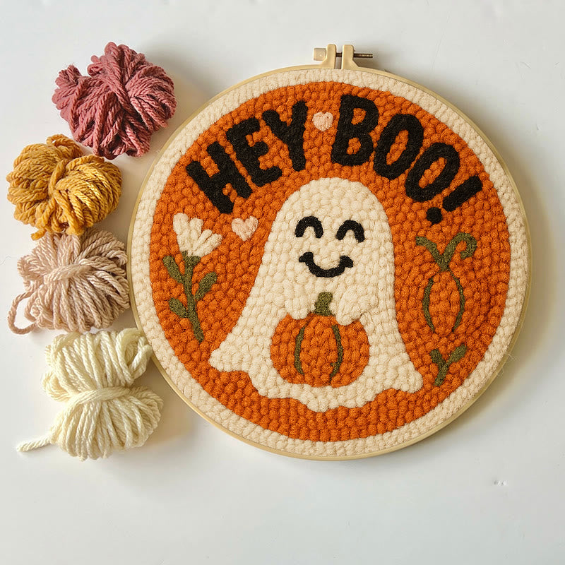 Pumpkin Ghost Punch Needle Kit - Diy Lovely Needlework | Great Halloween Decorations - image 3