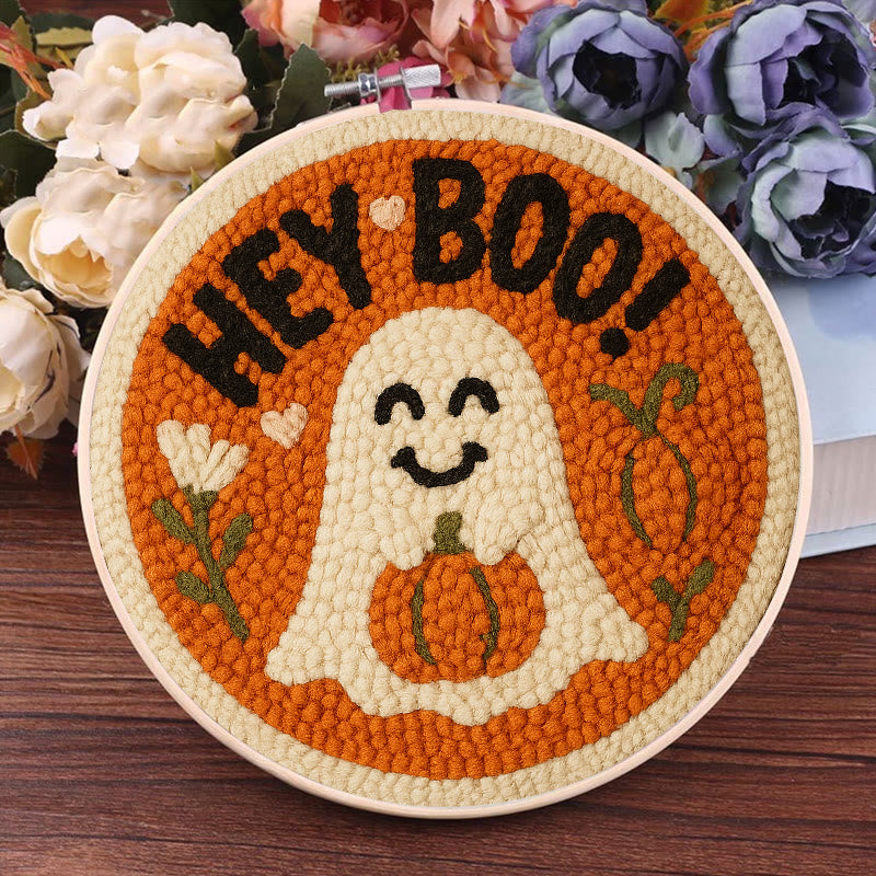 Pumpkin Ghost Punch Needle Kit - Diy Lovely Needlework | Great Halloween Decorations - image 9