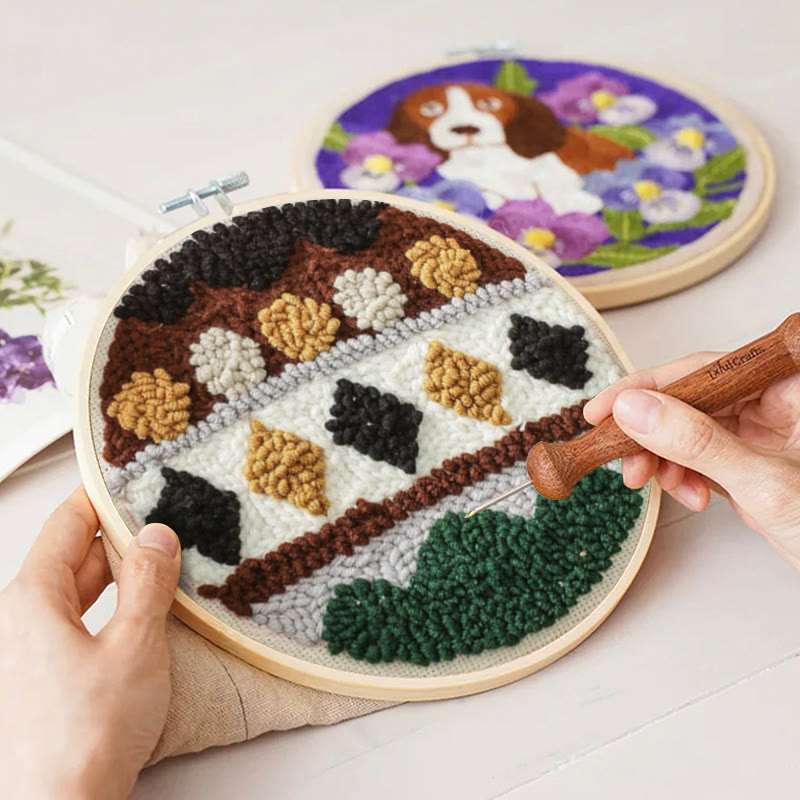 Geometric Bohemian Punch Needle Kit - Easy Handmade Craft |  Beginner-friendly Needles Set  - image 2