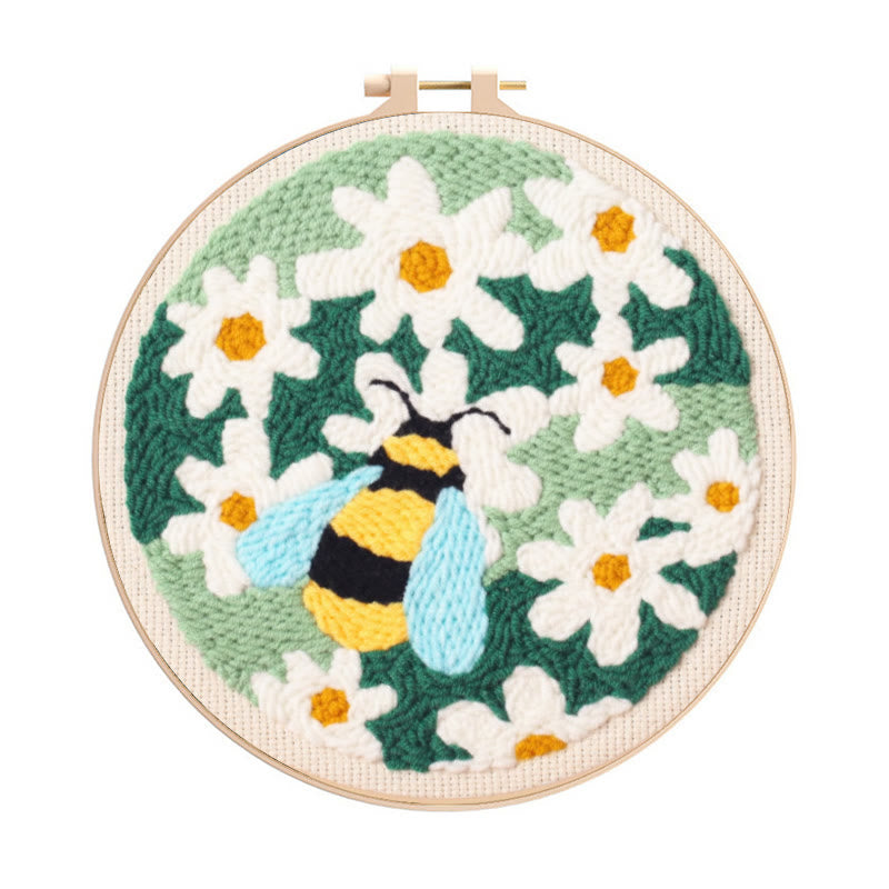 Whisper Bee With Sunflowers Punch Needle Kit - Beautiful Flower Craft | Gift For Handmade Lovers - Whisper Bee With Sunflowers Punch Needle Kit - image 0