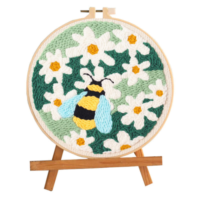 Whisper Bee With Sunflowers Punch Needle Kit - Beautiful Flower Craft | Gift For Handmade Lovers - image 1