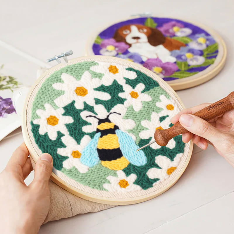 Whisper Bee With Sunflowers Punch Needle Kit - Beautiful Flower Craft | Gift For Handmade Lovers - image 2