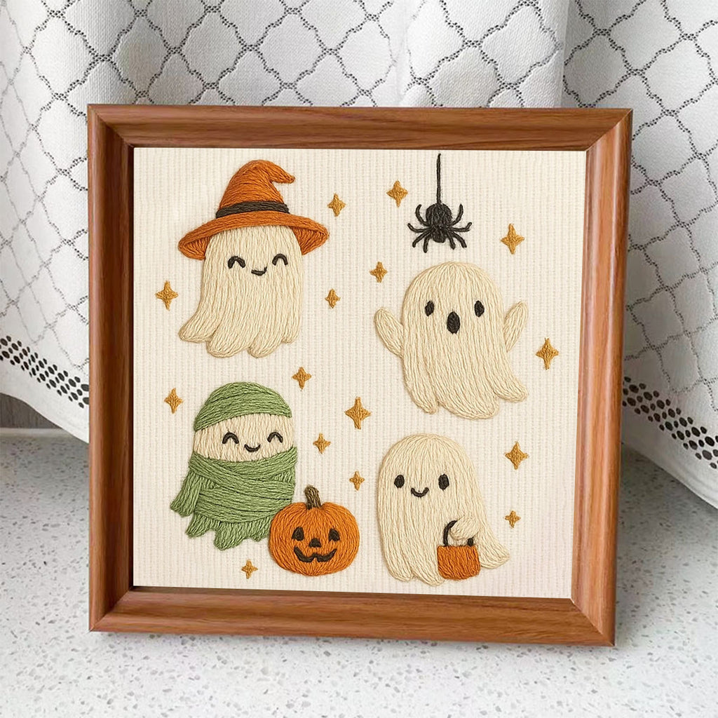 Rubbyoo Embroidery Kit - Happy Ghost | Handmade Halloween Craft  - Embroidery Kit Plus An Extra Frame - image 6