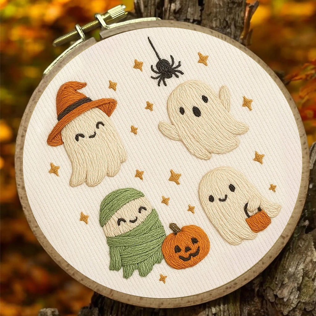 Rubbyoo Embroidery Kit - Happy Ghost | Handmade Halloween Craft  - image 1