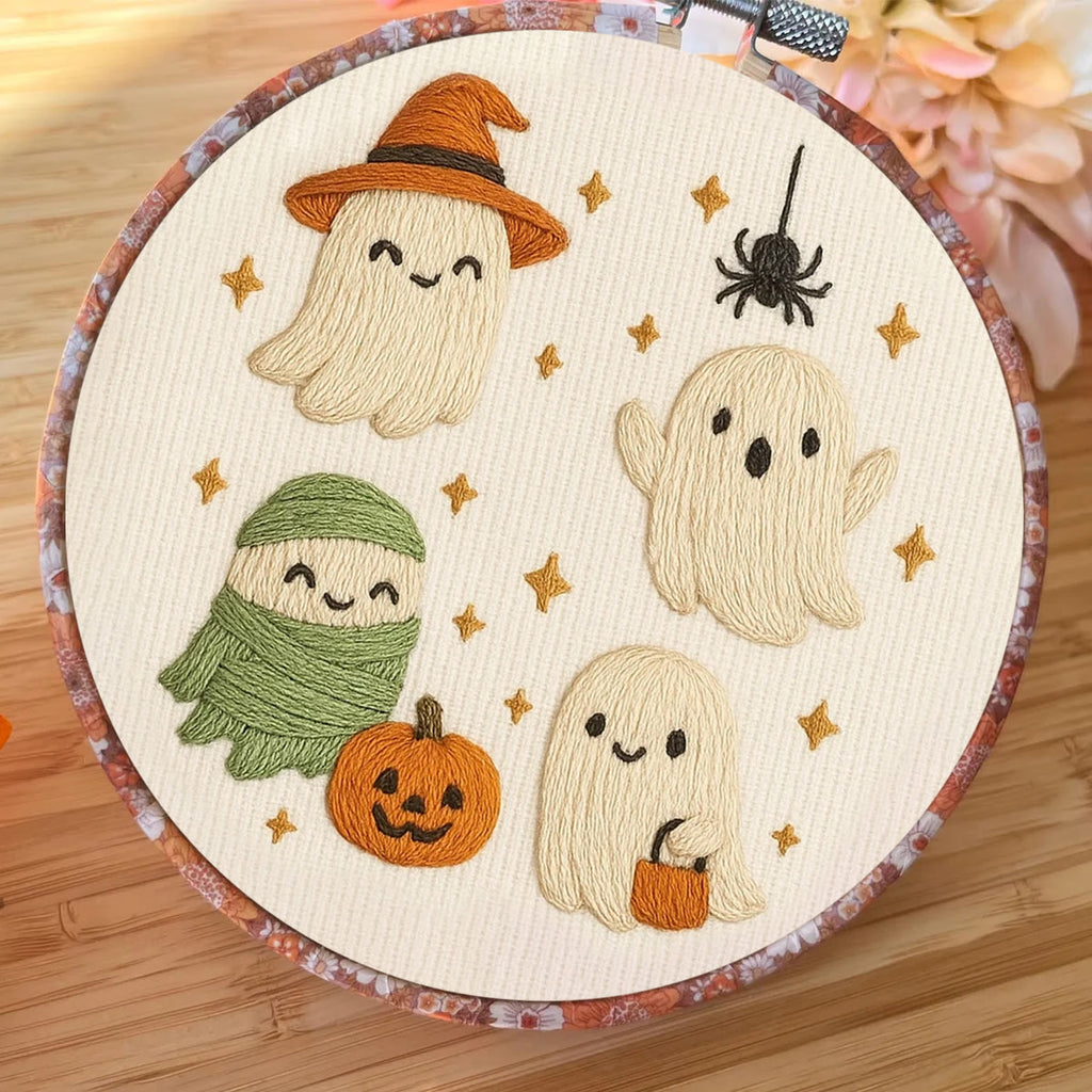 Rubbyoo Embroidery Kit - Happy Ghost | Handmade Halloween Craft  - image 2