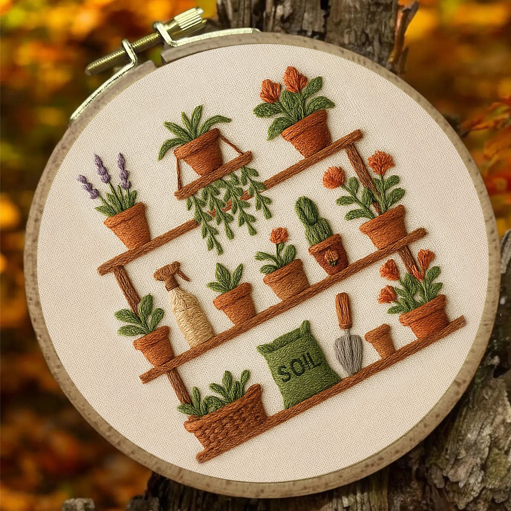 Rubbyoo Embroidery Kit - Potted Plants | Unique Home Decoration - image 9