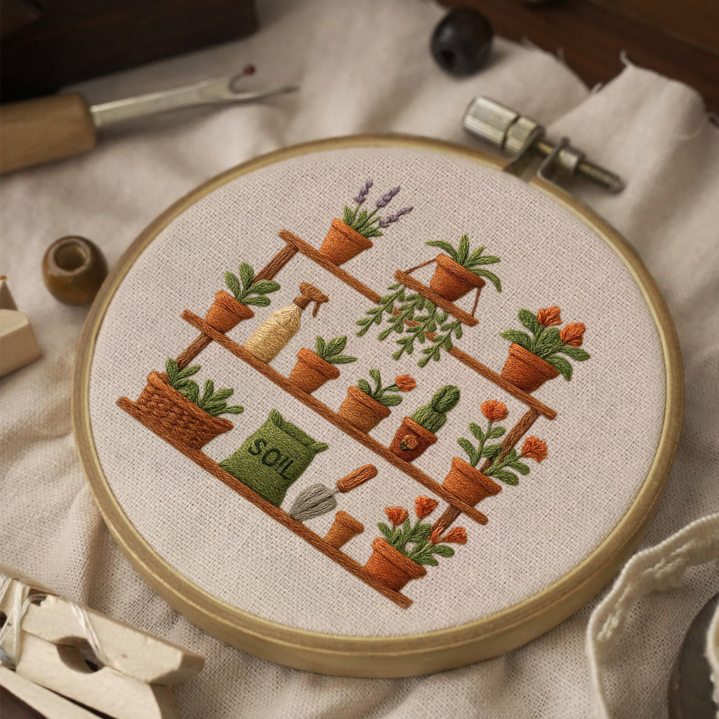 Rubbyoo Embroidery Kit - Potted Plants | Unique Home Decoration - image 2