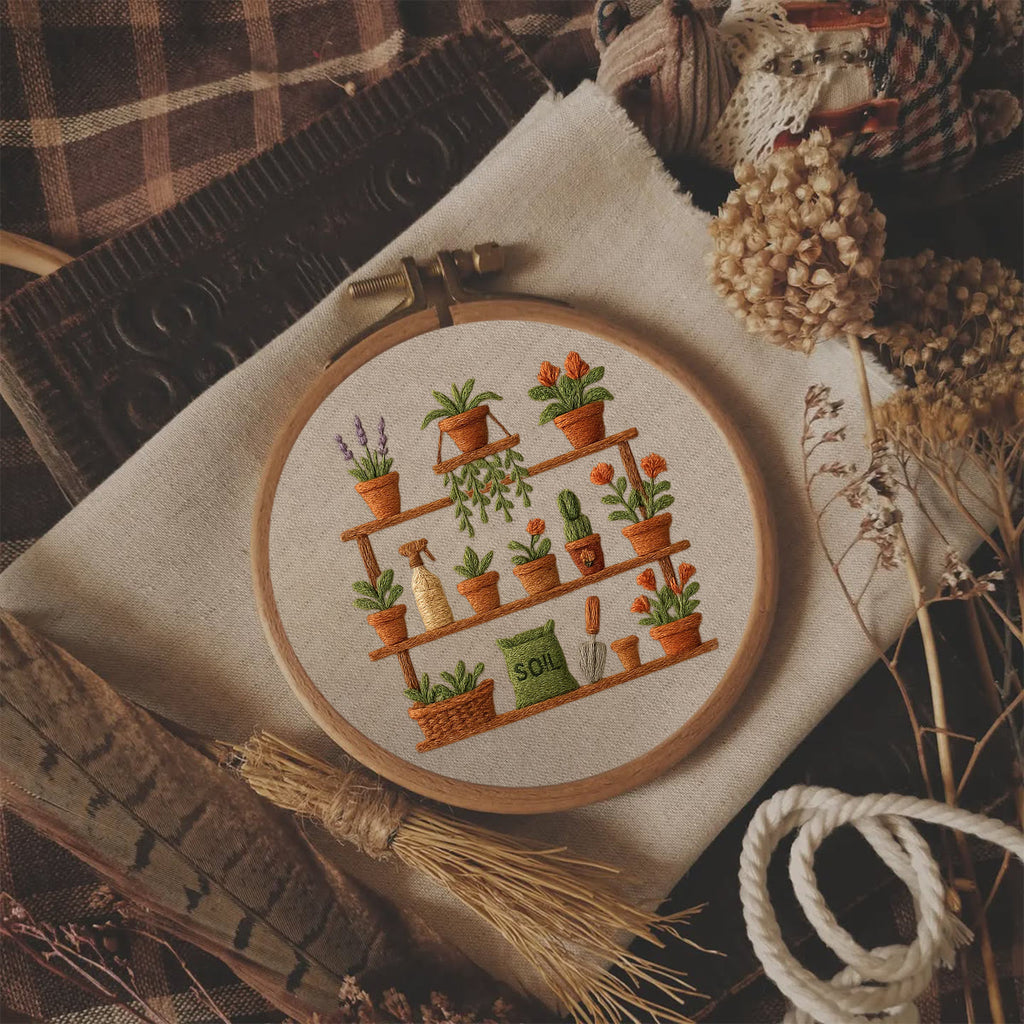 Rubbyoo Embroidery Kit - Potted Plants | Unique Home Decoration - image 5