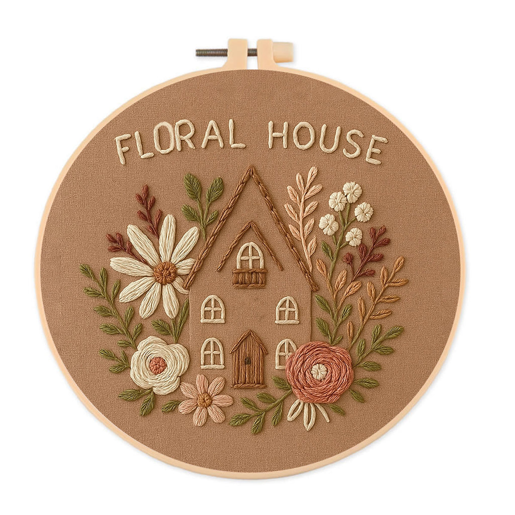 Rubbyoo Embroidery Kit - Floral House | Cozy Stitch Handicraft  - 20*20cm - image 0