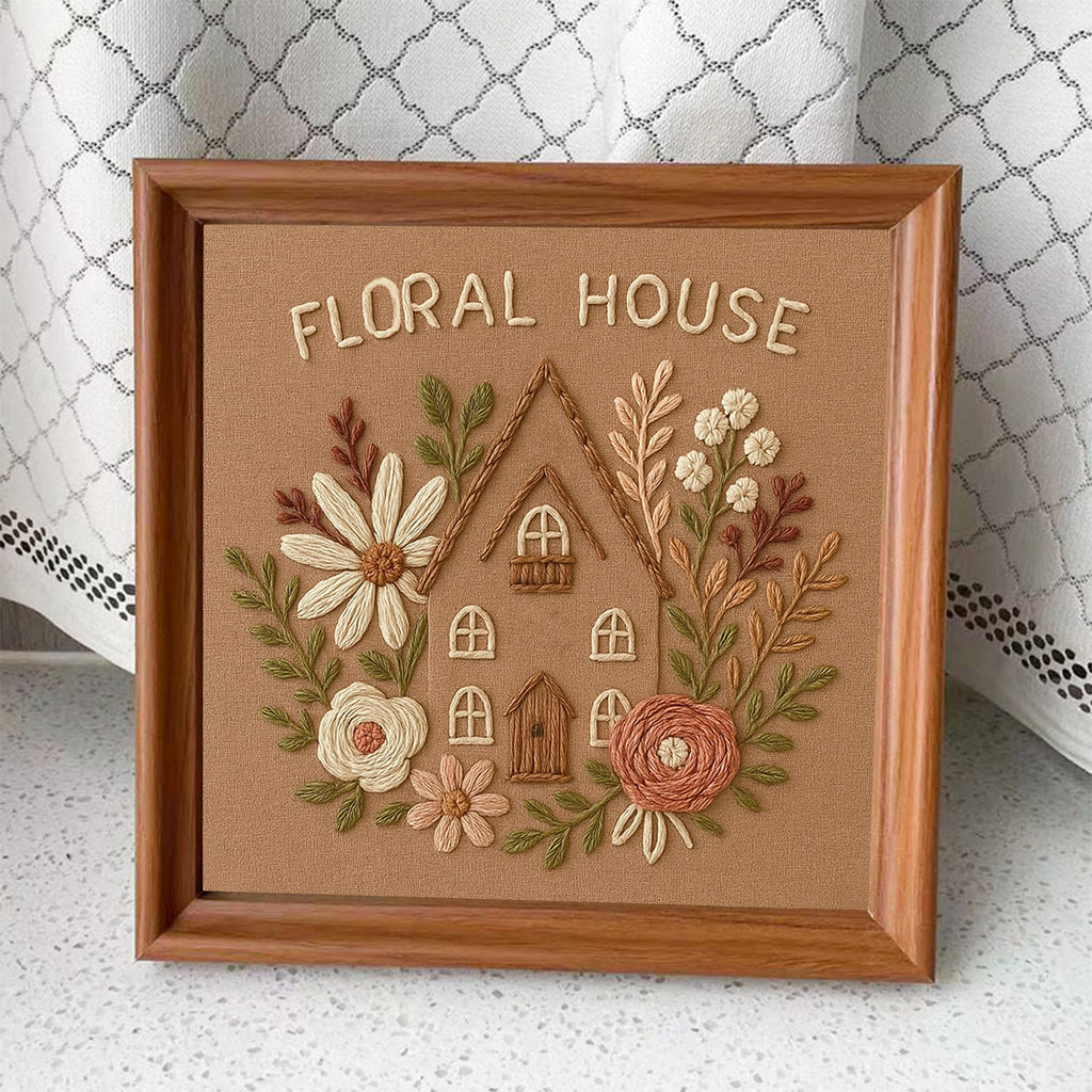 Rubbyoo Embroidery Kit - Floral House | Cozy Stitch Handicraft  - Embroidery Kit Plus An Extra Frame - image 7