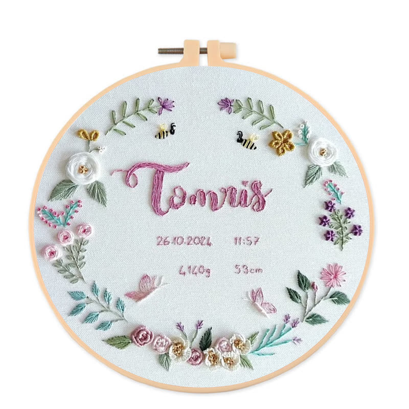 Rubbyoo Embroidery Kit - Meaning Time | Beginner Floral Needlework - 20*20cm - image 0