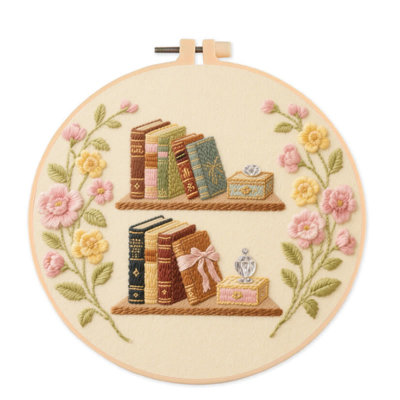 Rubbyoo Embroidery Kit - Exquisite Bookshelf |  Nice Gifts For Crafters - 20*20cm - image 0