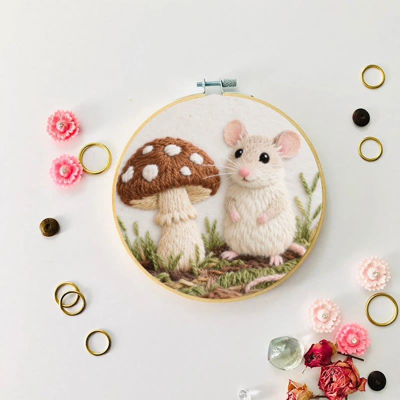 Rubbyoo Embroidery Kit - Mouse And Mushroom | Adorable Needle Work - image 4